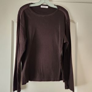 CALVIN KLEIN MEN'S BROWN COTTON RIBBED SWEATER SIZE LARGE